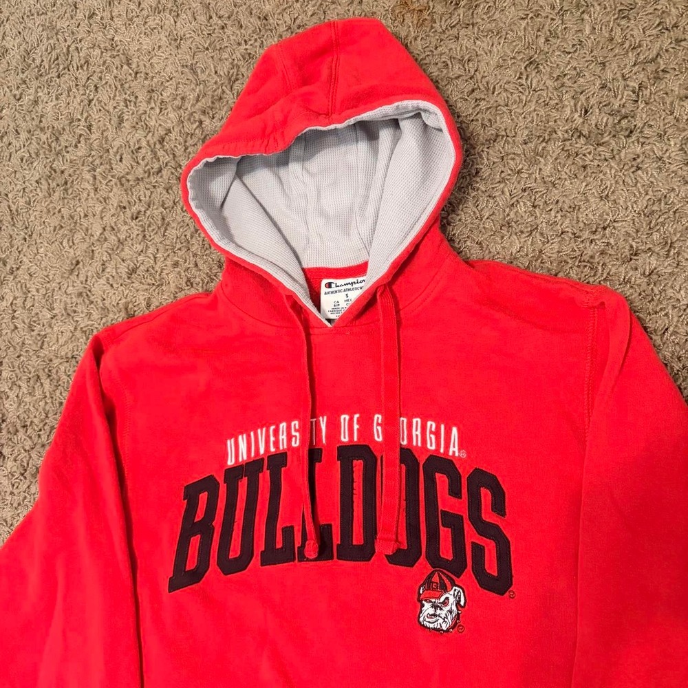 Champion University of Georgia Bulldogs Hoodie Red Mens Small College Sweatshirt